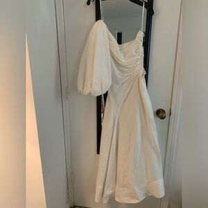 Aje Concept One-shoulder Puff-sleeve Dress, White, Size AU 6/ US 2